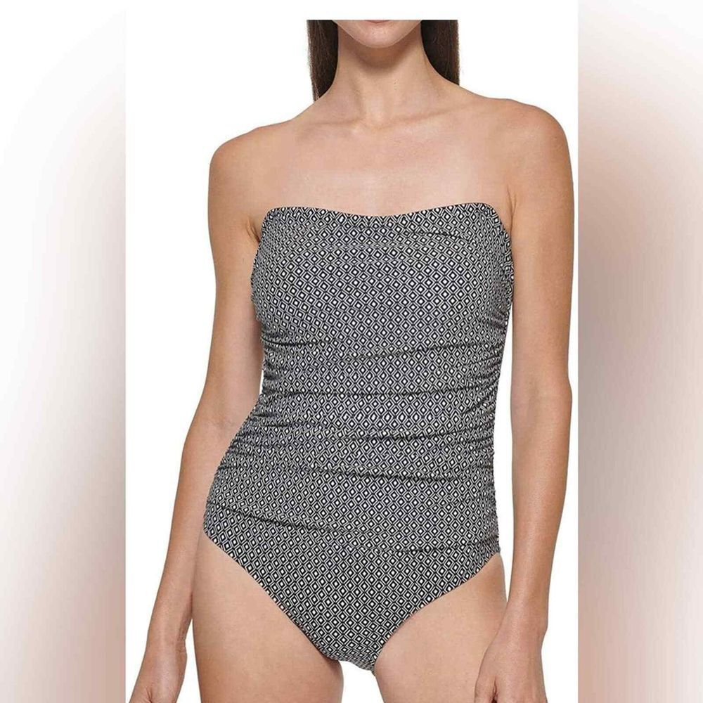 DKNY‎ Black and White Tankini With Convertible Straps NWT Size S